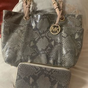 Michael Kors Tote Snakeskin bag with wallet.